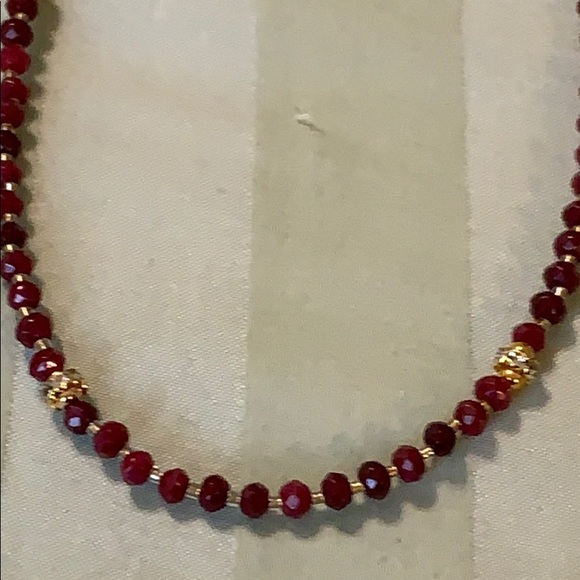 Ruby and gold plated beads necklace - Picture 2 of 4